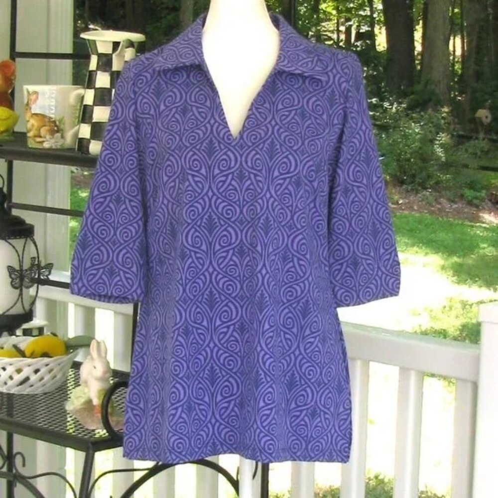 Katherine Way Nola top shirt blouse 3/4 sleeve pullover Medium luxury style